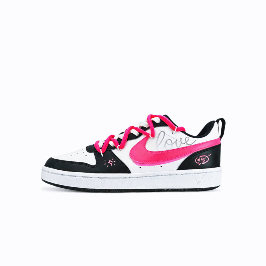 Nike Nike Court Borough Skateboard Shoes Women's Low Top Black White Pink Color Block