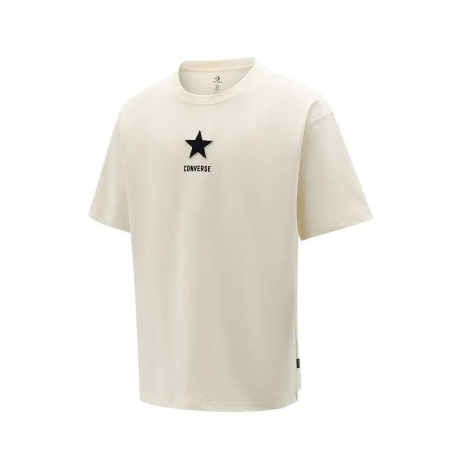 Converse Converse T Shirts Men's Ecru Crew Neck Moderate