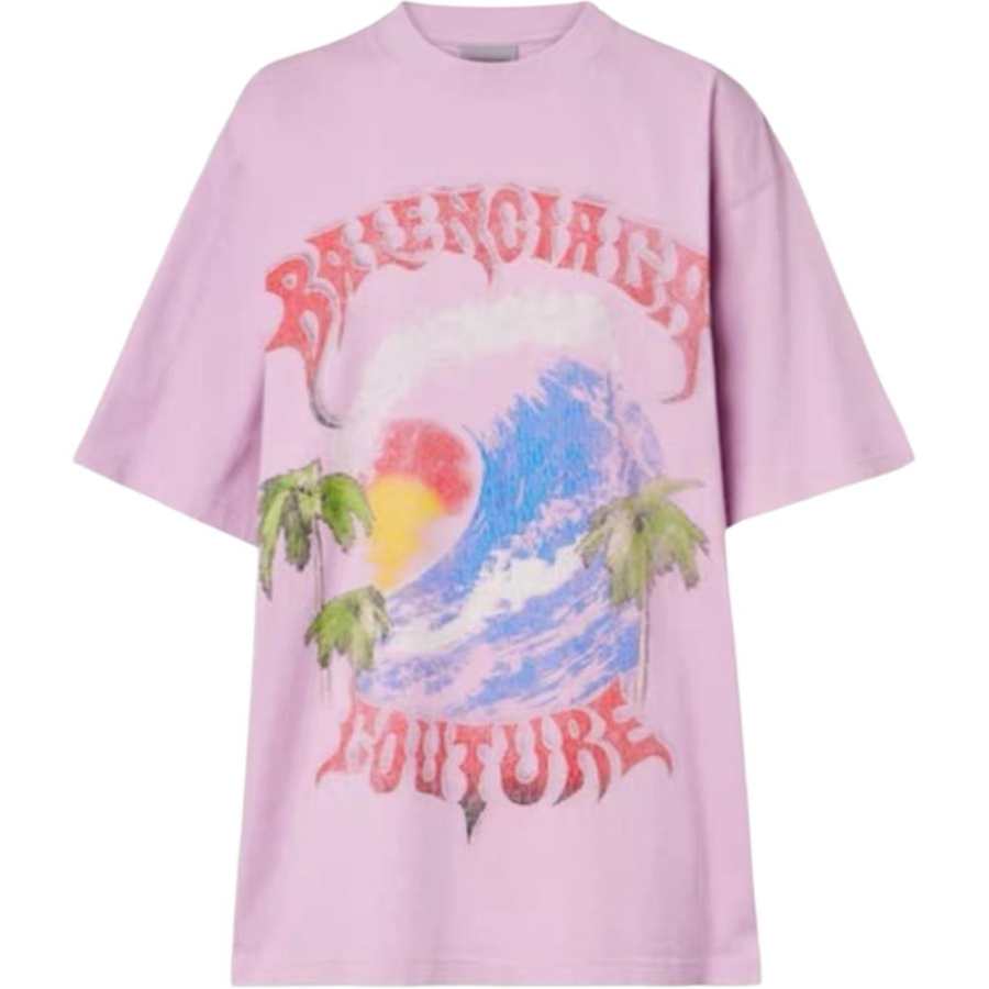 Balenciaga T Shirts Women's Washed Pink Crew Neck Moderate Other