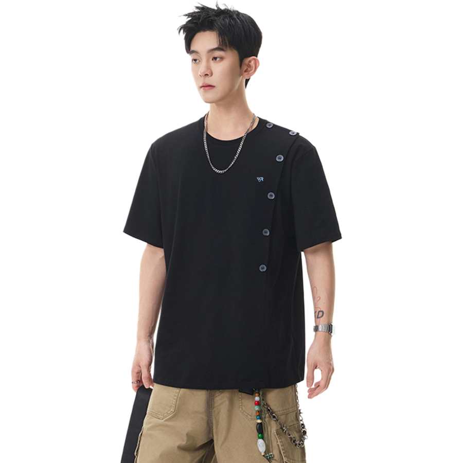 WARRIOR T Shirts Unisex Black DIY Badge Crew Neck Thin Straight Fit