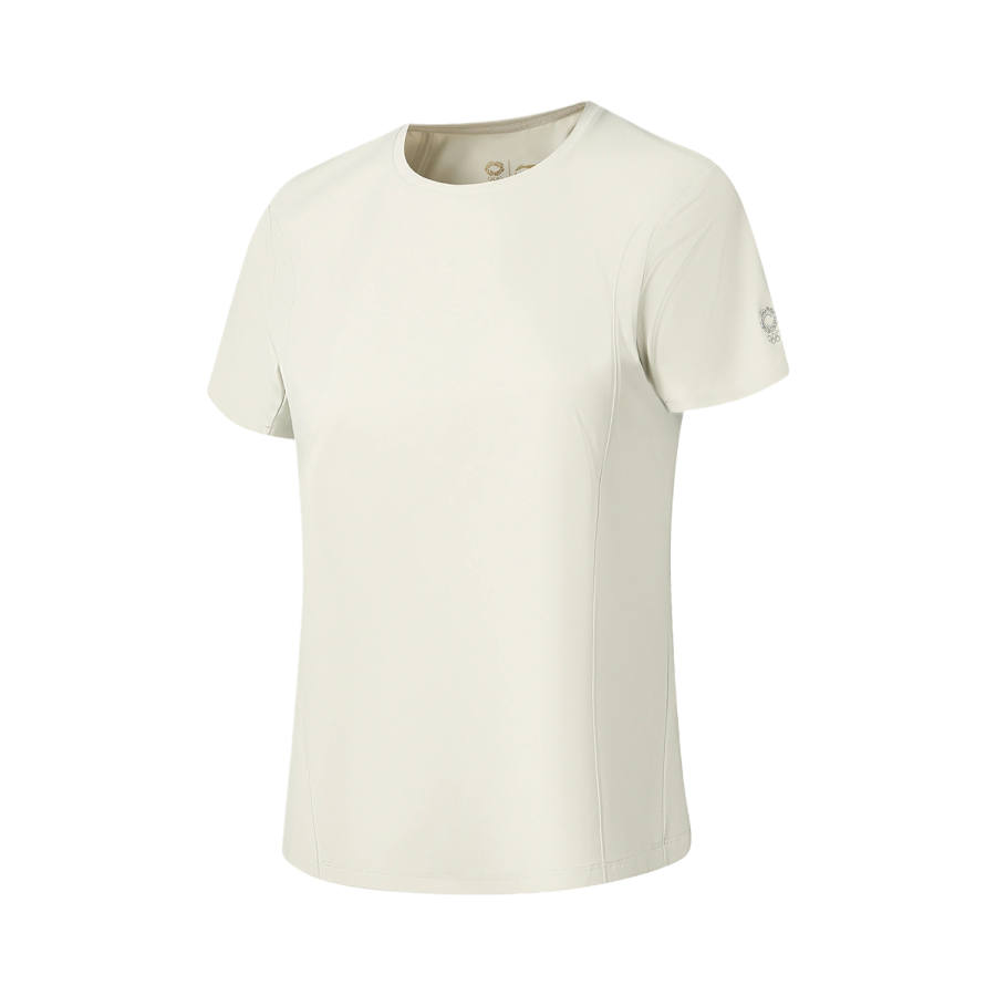 Li-Ning Li Ning Gold Logo | T Shirts Women's White Birch Gray Crew Neck Moderate