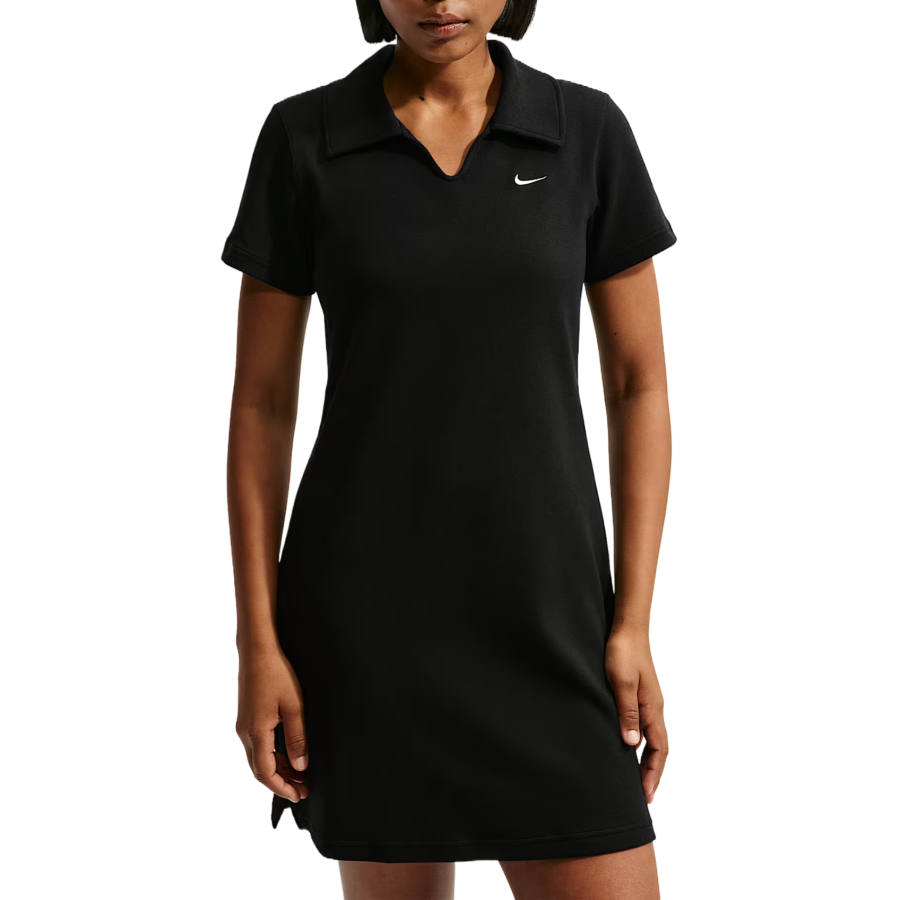 Nike Nike Sportswear Short Sleeved Dresses Women's Black/White V Neck Moderate Short Skirt