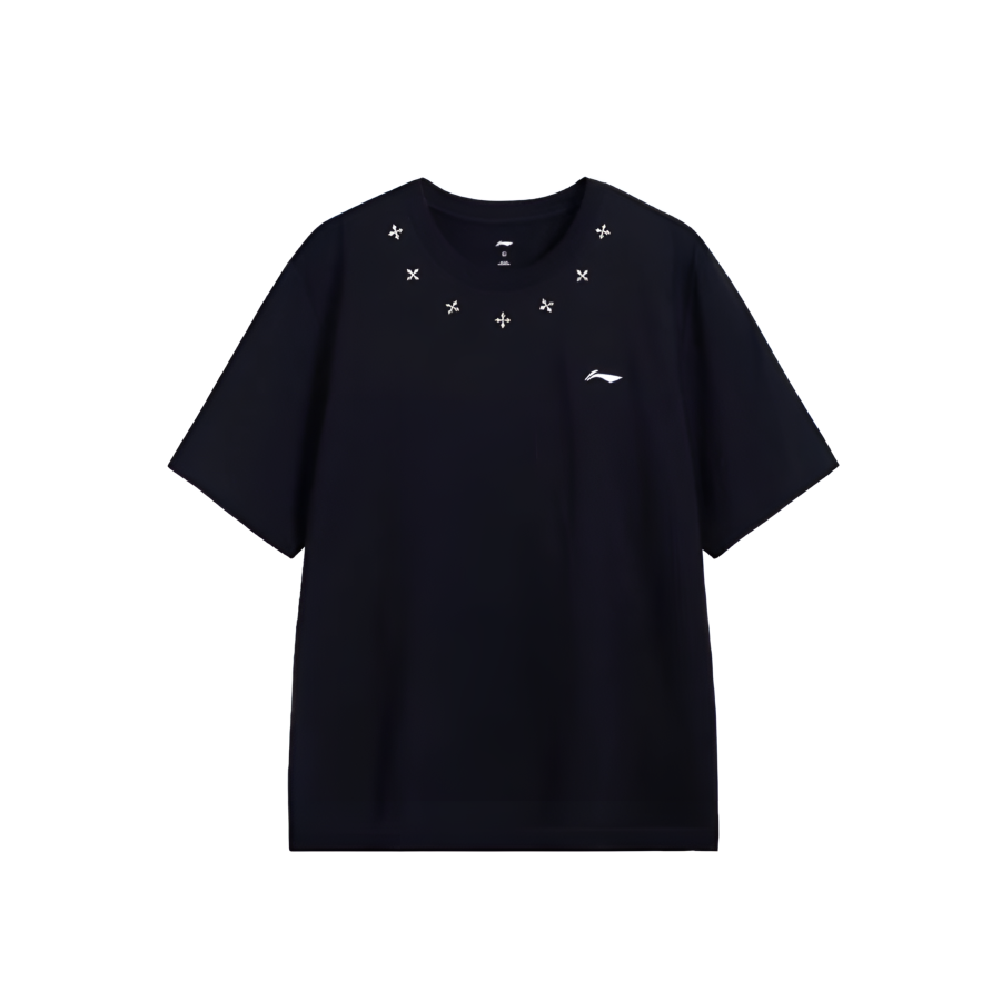Li-Ning Li Ning T Shirts Unisex Black Crew Neck
