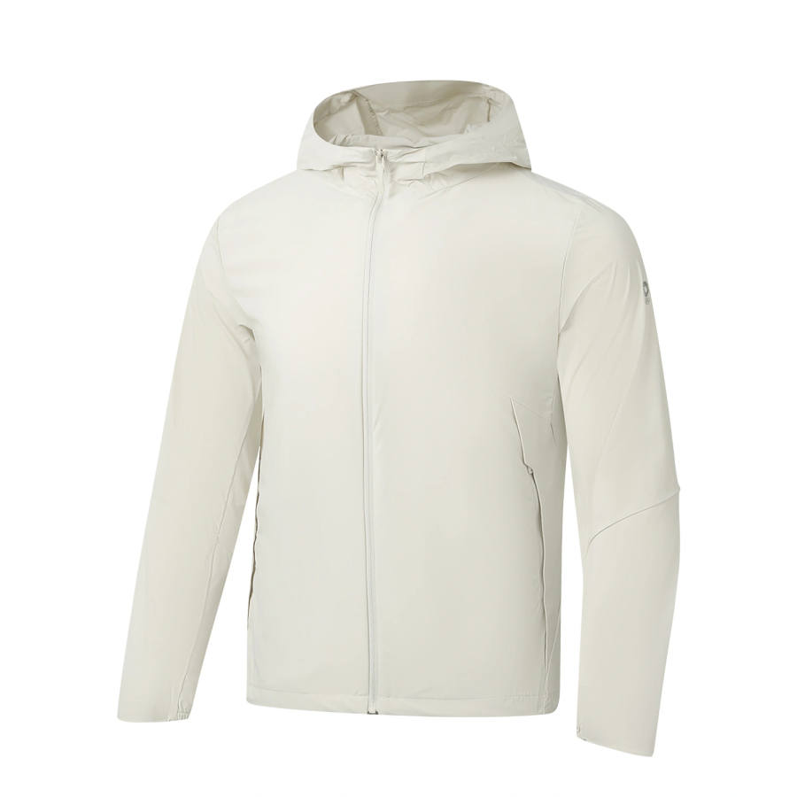 Li-Ning Li Ning Gold Logo | Jackets Men's White Birch Gray Hooded Non Detachable Moderate