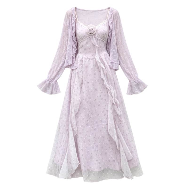 CPAURA Two Piece Skirt Sets Women's Camisole Moderate Long Skirt