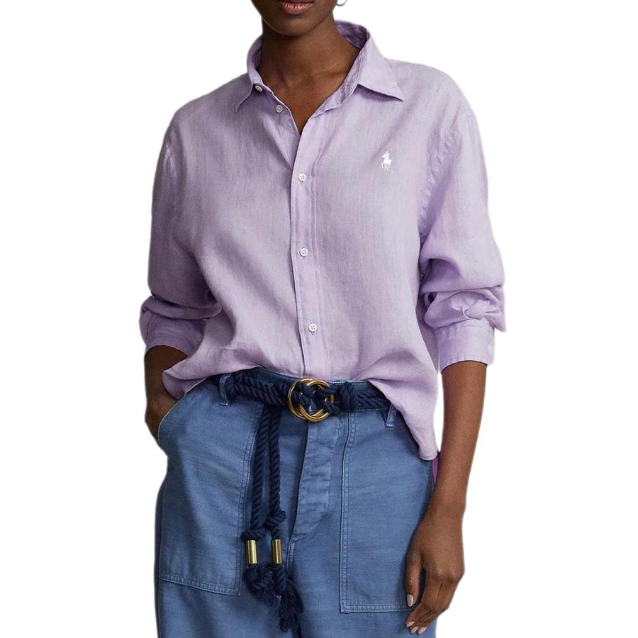 Polo Ralph Lauren Shirts Women's Purple Lapel Moderate Straight Fit