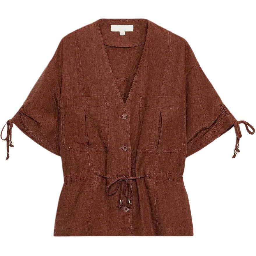 ZARA Jackets Women's Dark Brick Red V Neck Moderate Other
