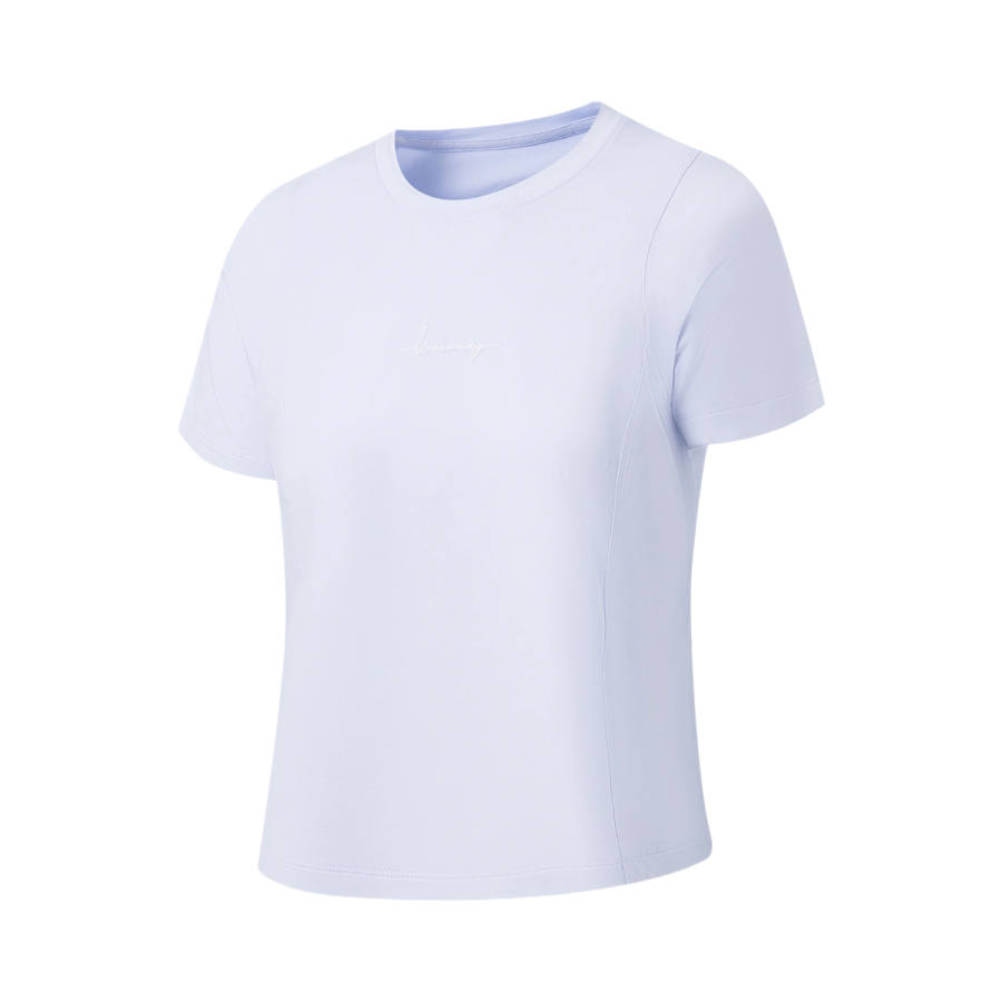 Li-Ning Li Ning Fitness Series T Shirts Women's Light Dusk Blue Crew Neck Moderate