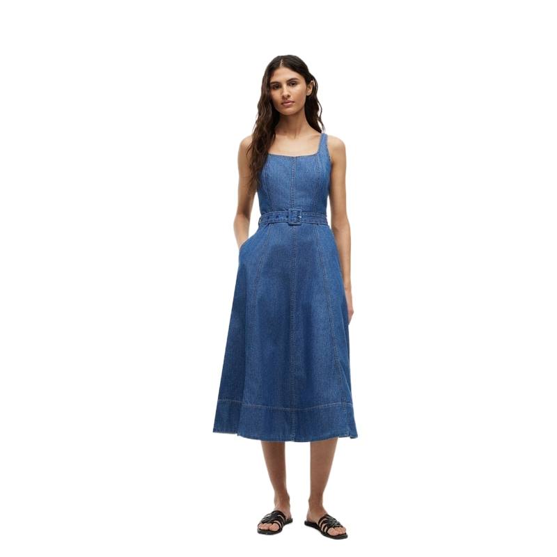 Tommy Hilfiger Slip Dresses Women's Denim Blue 1BA Moderate Midi Skirt
