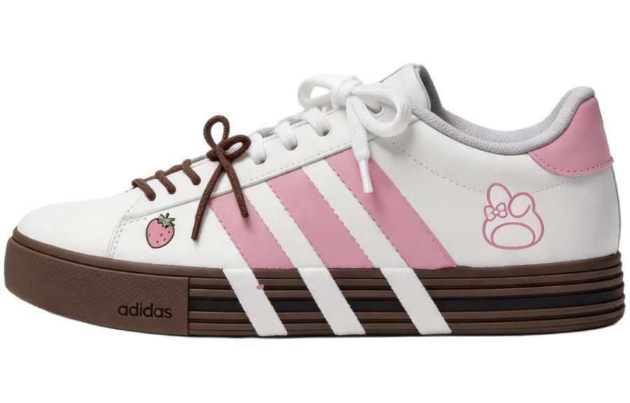 Adidas Adidas Daily 4.0 Skateboard Shoes Unisex Low Top White Brown Pink Color Block