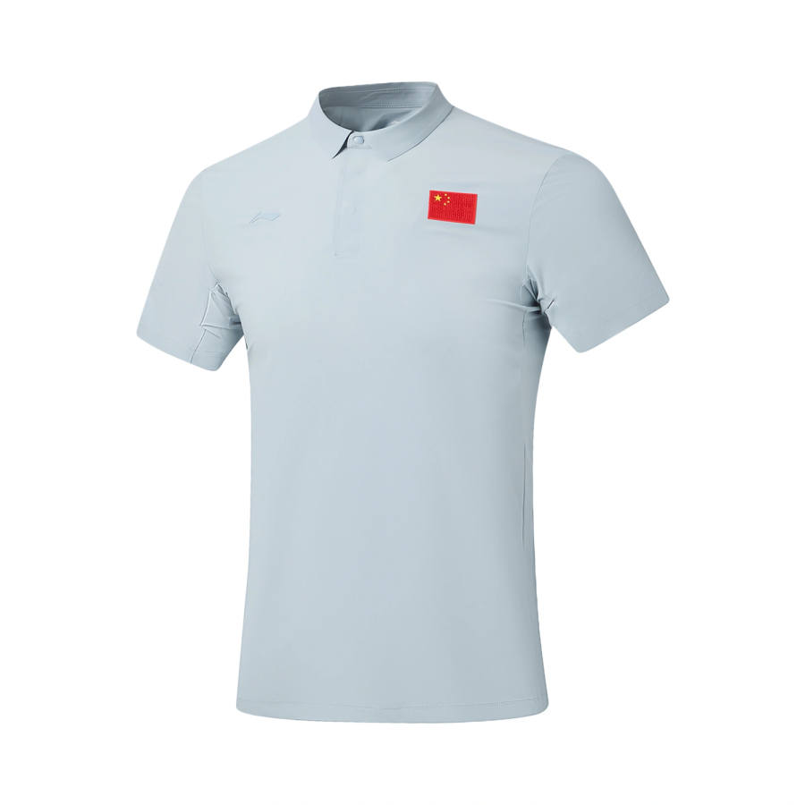 Li-Ning Li Ning Qingmu Polo Shirts Men's Light Gray Blue Polo Collar Moderate Straight Fit