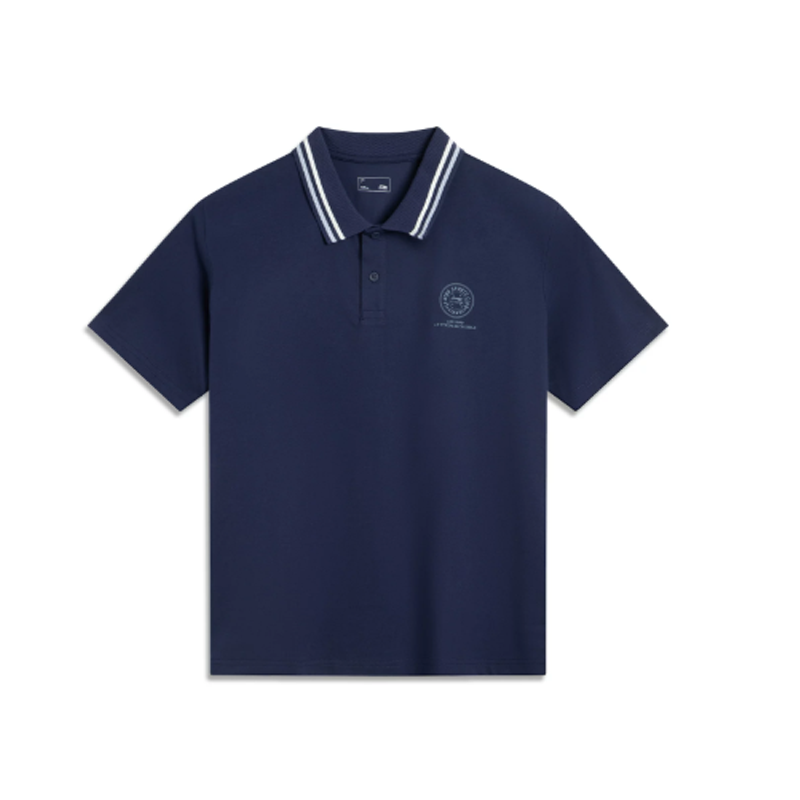 Li-Ning Li Ning Polo Shirts Men's Dark Ship Blue Polo Shirt Polo Collar Moderate
