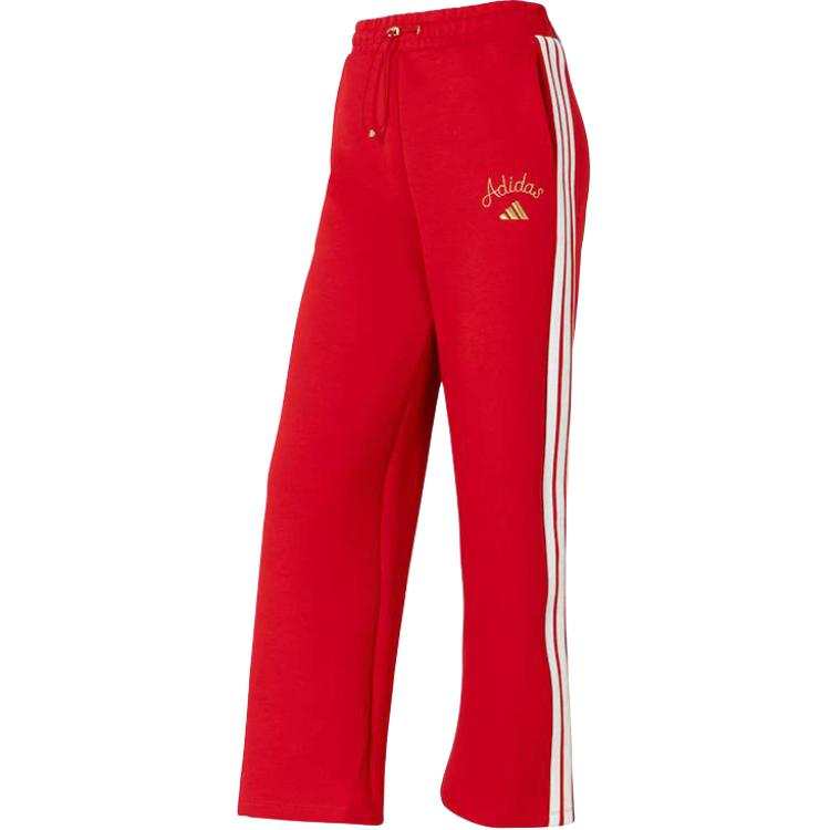 Adidas Adidas Knitted Sweatpants Women's Red/White Moderate Straight Fit Pants