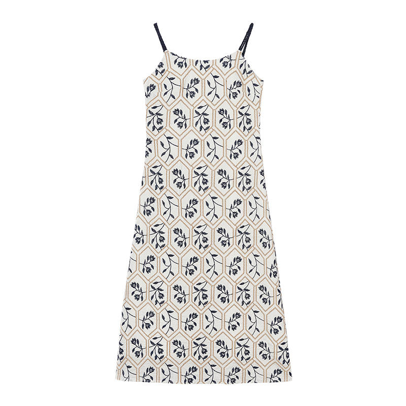 XIANGYING Sleeveless Dresses Women's Navy Blue Camisole Moderate Long Skirt
