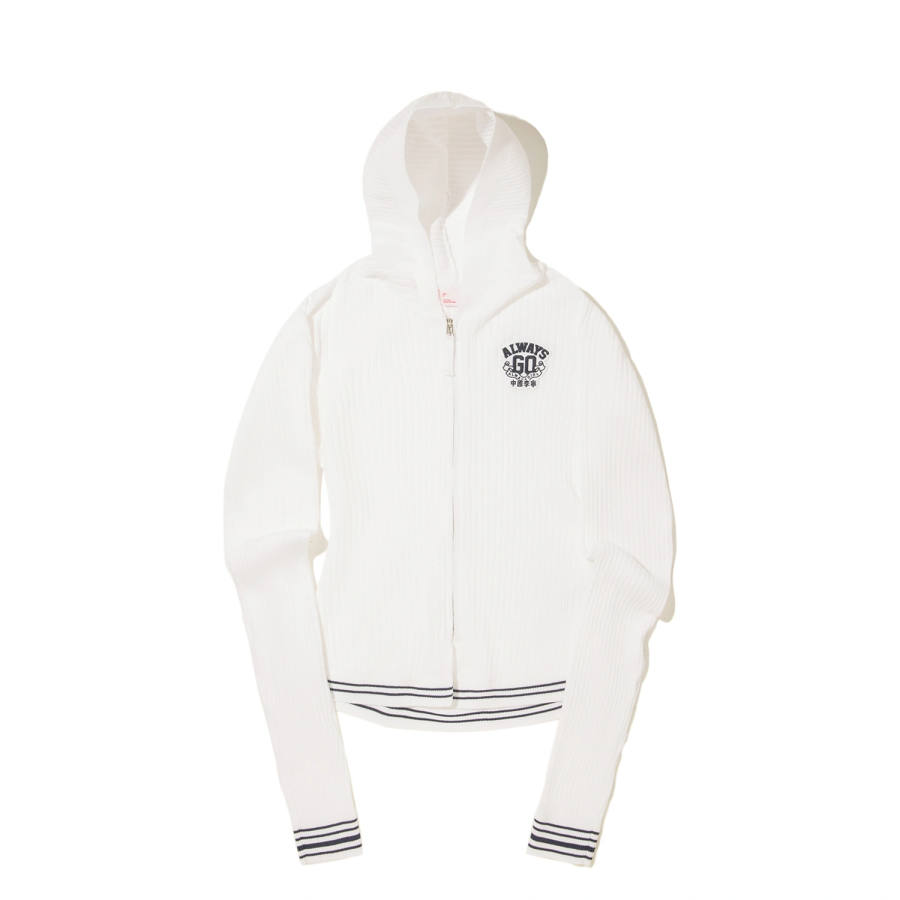 Li-Ning Li Ning Knitwear Women's Ecru Hooded Non Detachable Moderate