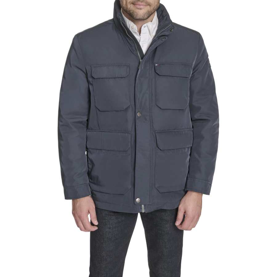 Tommy Hilfiger Jackets Men's Gray Scarf Collar Moderate