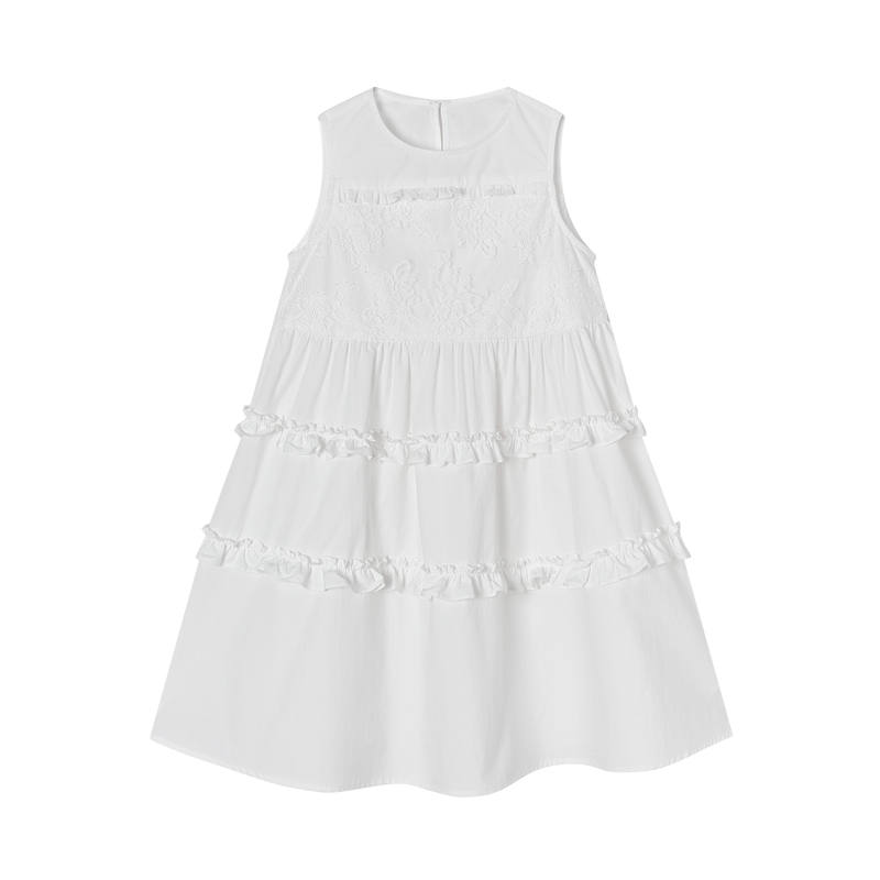 XIANGYING Women's Dresses Crew Neck Thin Midi Skirt