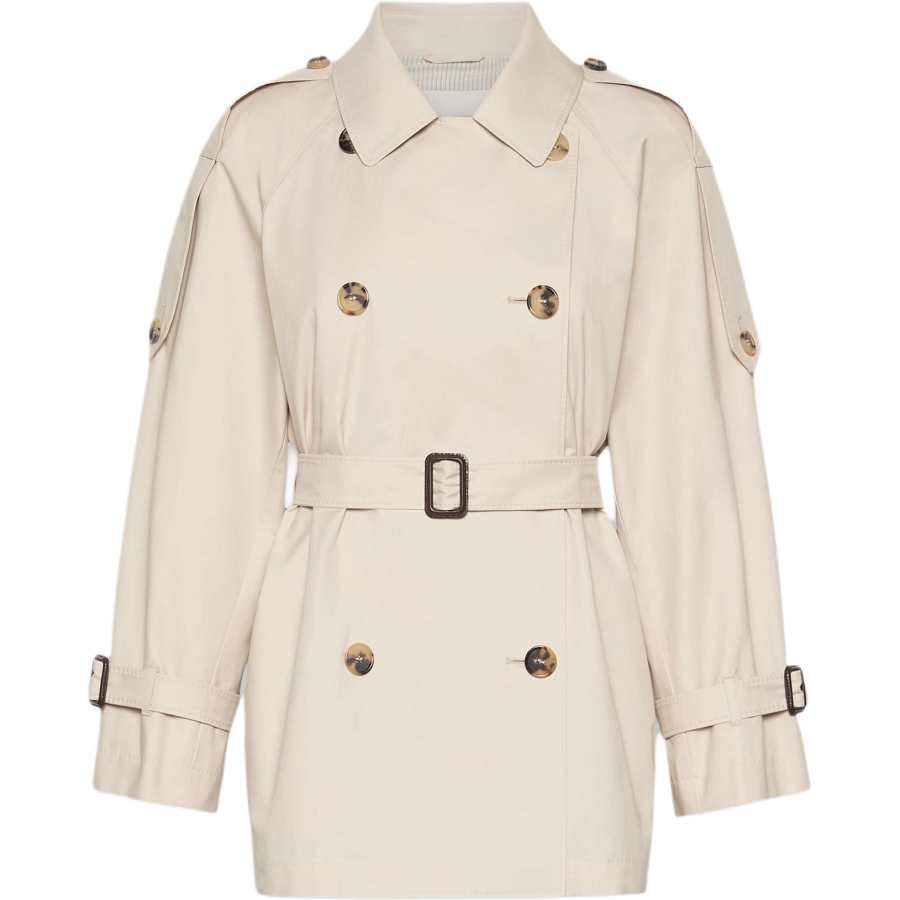 MaxMara The Cube Trench Coats Women's Beige Lapel Moderate Nipped In Waist