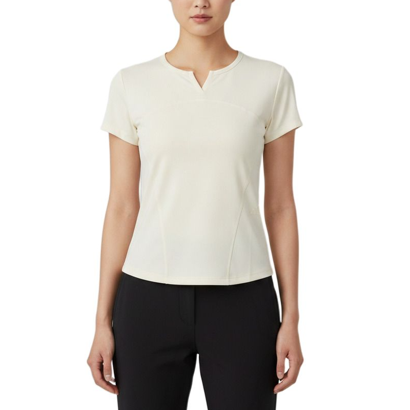 Adidas Adidas T Shirts Women's Ecru V Neck Moderate