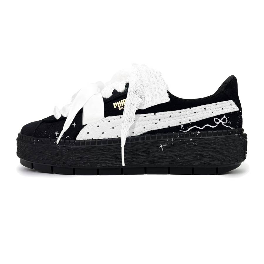 PUMA Platform Trace Skateboard Shoes Women's Low Top Black/White
