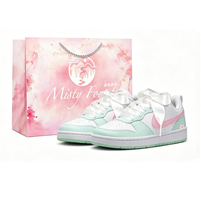 Nike Nike Court Borough Skateboard Shoes Women's Low Top Green/Pink/White