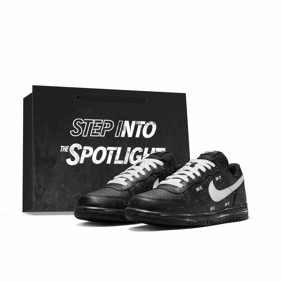 Nike Nike Big Skateboard Shoes Unisex Low Top Black And White Gift Bag Style