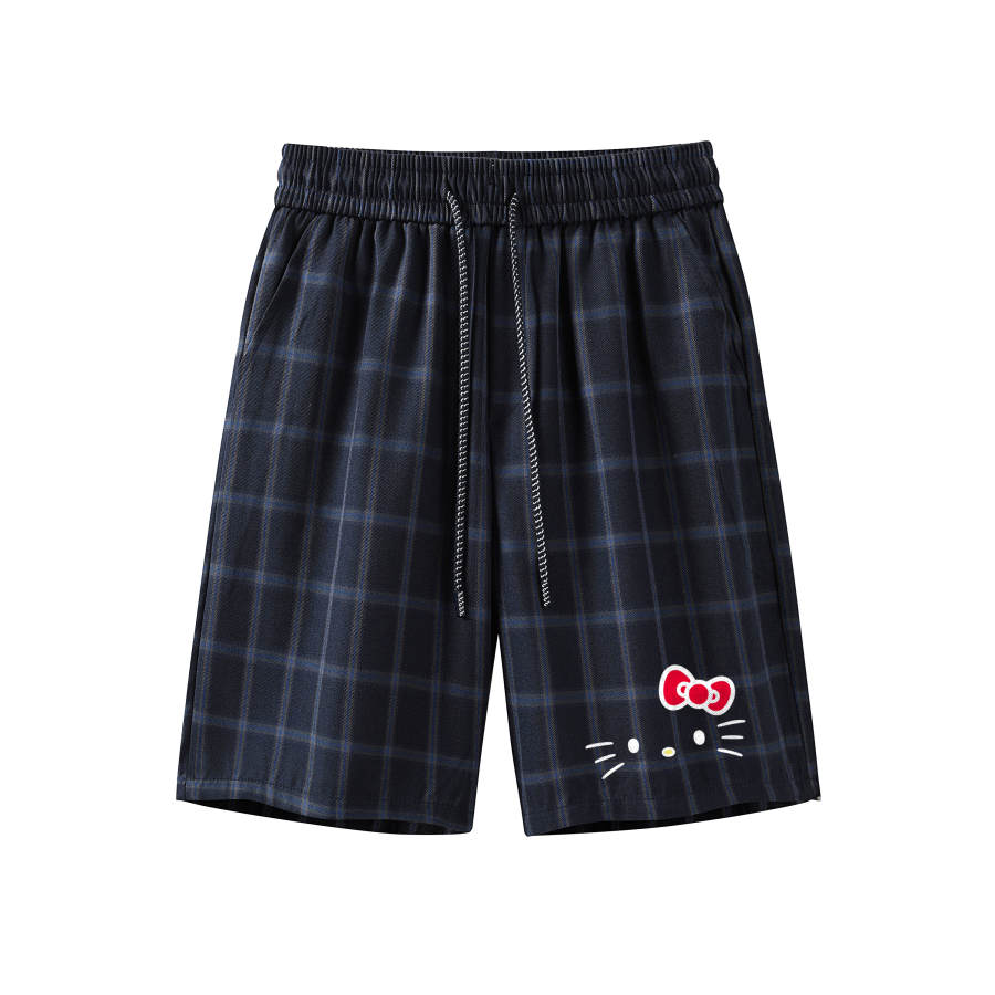 Sanrio Hello Kitty Casual Shorts Unisex Blue Thin Straight Fit Pants