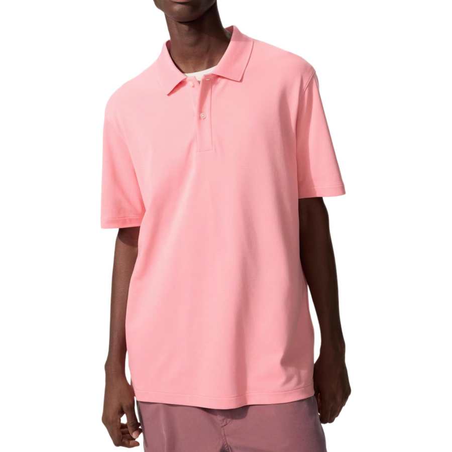 UNIQLO Polo Shirts Men's Pink Moderate