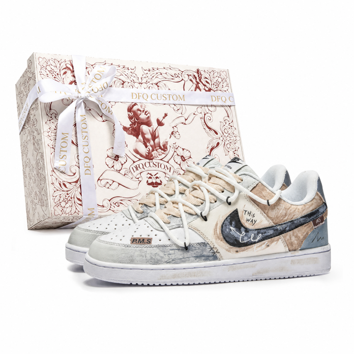 Nike Nike Court Vision 1 P.M.S Box, Moving Forward Slip Resistant Waterproof Low top Skateboard Shoes Men's Blue White