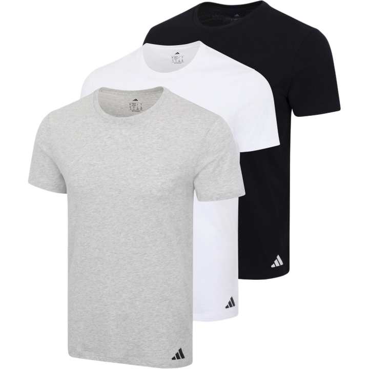 Adidas Adidas CORE T Shirts Men's 3 Pack Light Gray+Black+White Crew Neck