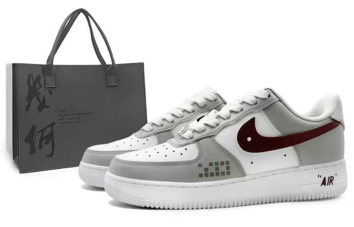 Nike Nike Air Force 1 Skateboard Shoes Unisex Low Top Gray/White/Red