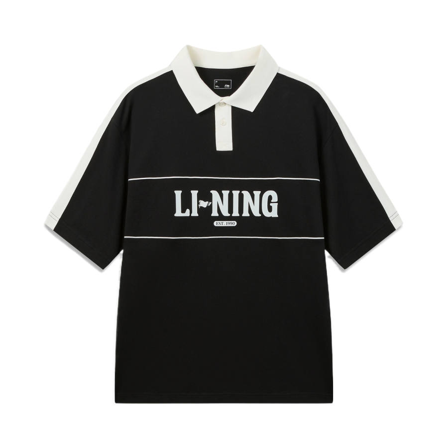 Li-Ning Li Ning Polo Shirts Men's Black Polo Collar Moderate Straight Fit