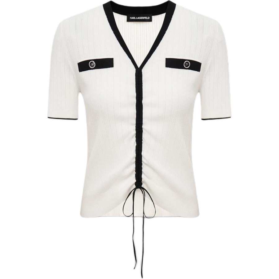 KARL LAGERFELD / Karl Lagerfeld Jeans Knitwear Women's White V Neck Moderate