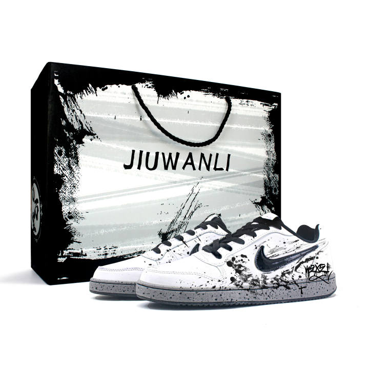 Nike Nike EBERNON Skateboard Shoes Men's Low Top White Black Gray