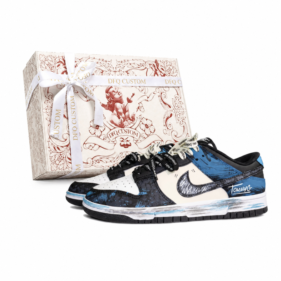 Nike Nike Dunk Freedom Coast Box Abrasion Resistant Low top Skateboard Shoes Unisex Blue Black