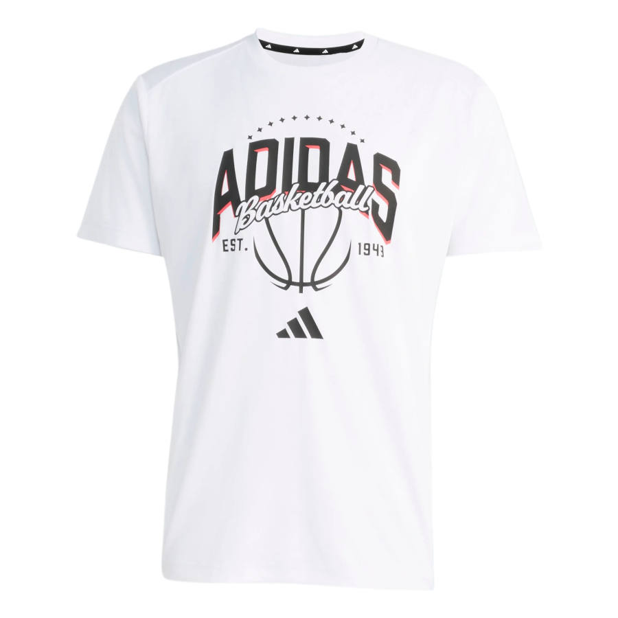 Adidas Adidas BASKETBALL T Shirts Men's White Crew Neck Moderate