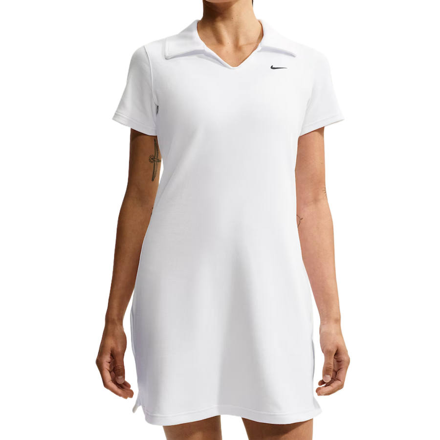 Nike Nike Sportswear Short Sleeved Dresses Women's White/Black V Neck Moderate Short Skirt