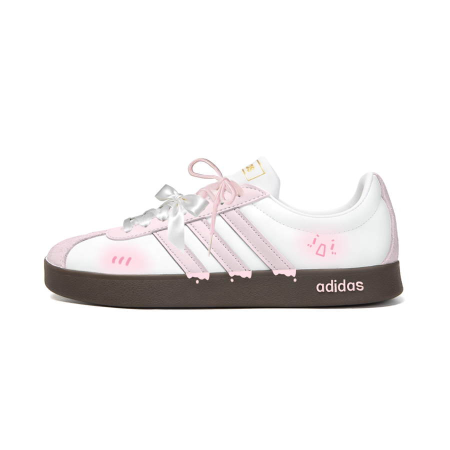 Adidas Adidas Vl Court Classic Skateboard Shoes Unisex Low Top Pink White