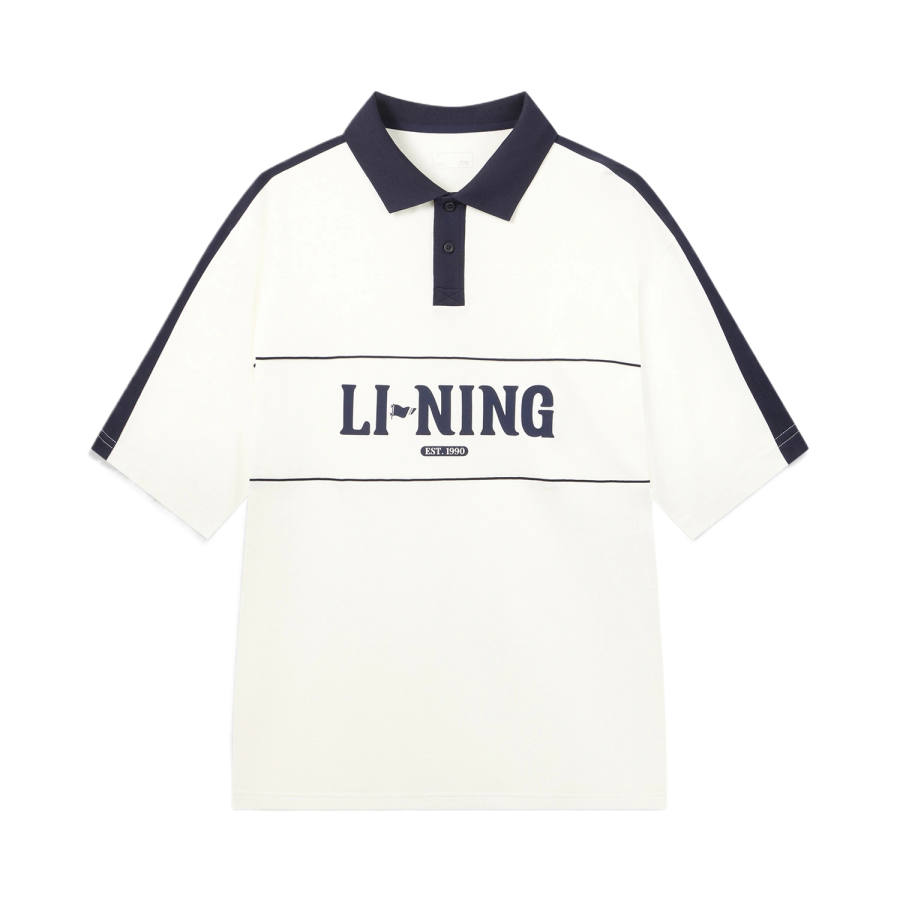 Li-Ning Li Ning Polo Shirts Men's Ivory Polo Collar Moderate Straight Fit
