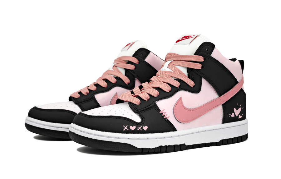 Nike Nike Dunk Wheat Ear Abrasion Resistant Slip Resistant High top Skateboard Shoes Women's Black Pink