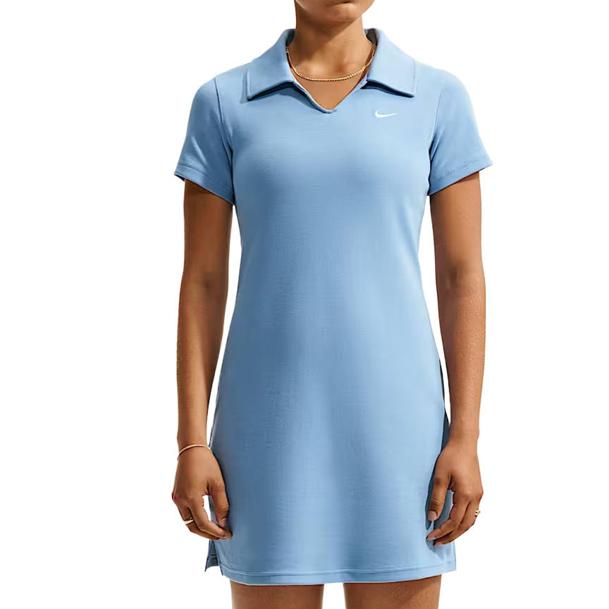 Nike Nike Sportswear Short Sleeved Dresses Women's Blue/White V Neck Moderate Short Skirt
