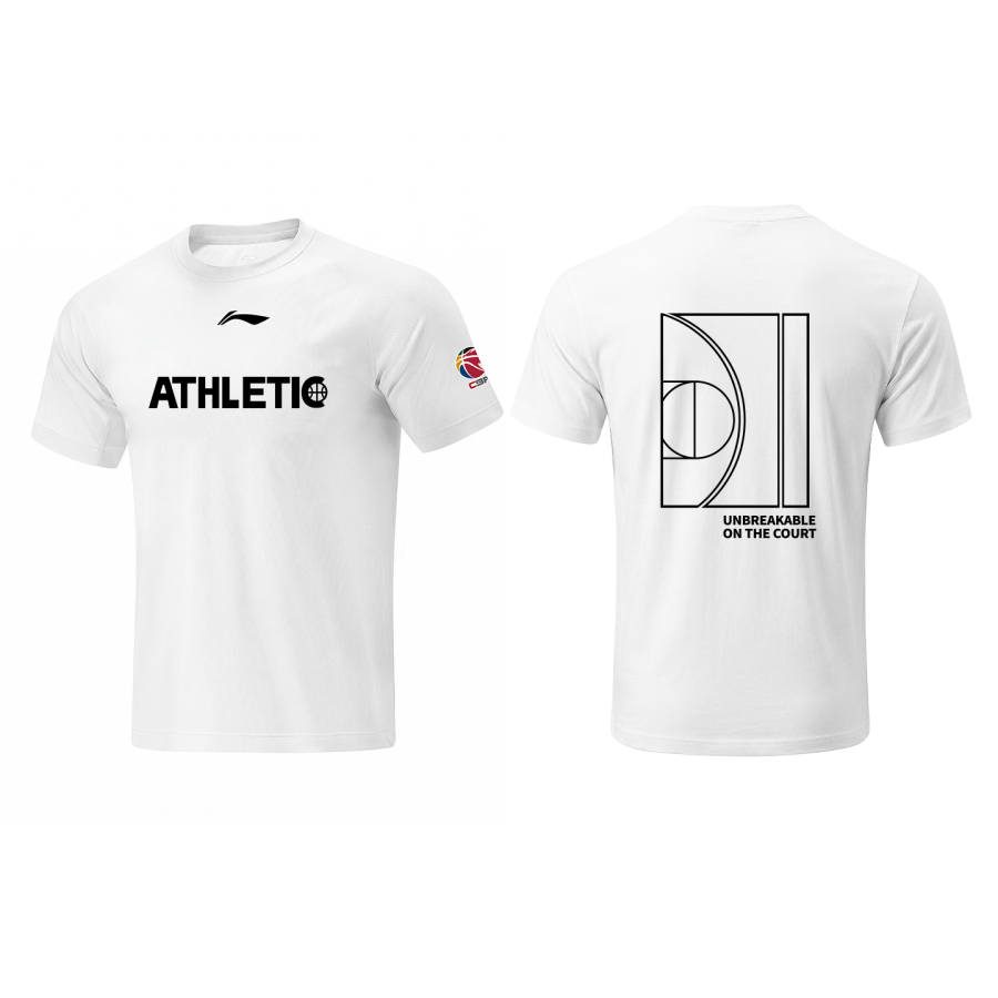 Li-Ning Li Ning T Shirts Unisex White Crew Neck Moderate