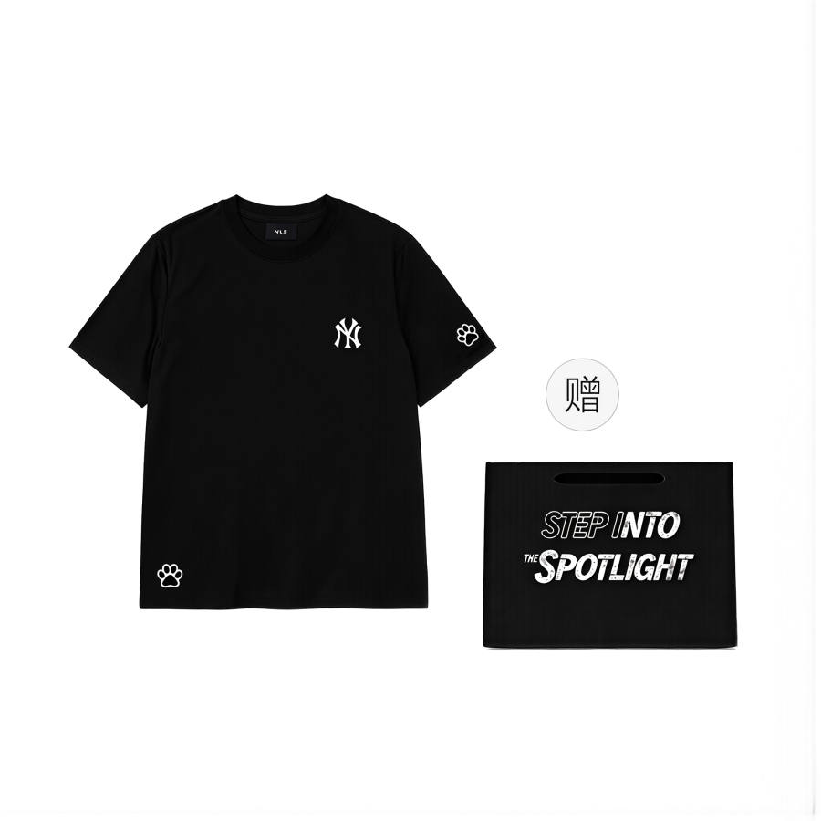 MLB MLB T Shirts Unisex Black Limited Shopping Bag Crew Neck Thin
