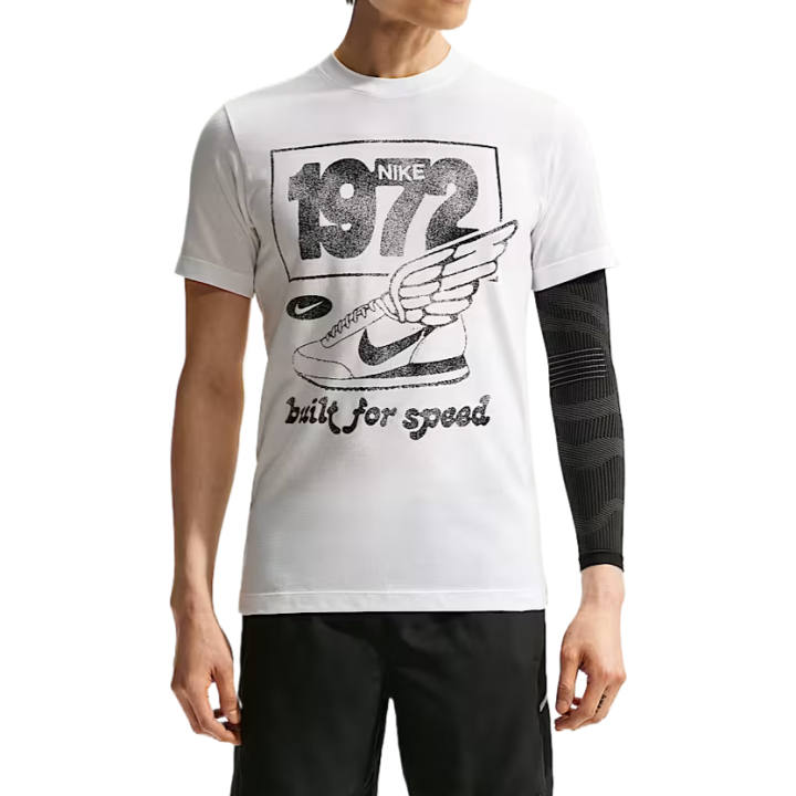 Nike Nike Running T Shirts Men's White/Black Crew Neck