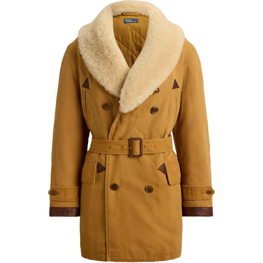 Polo Ralph Lauren Puffer Jackets Women's Khaki Lapel Moderate Straight Fit