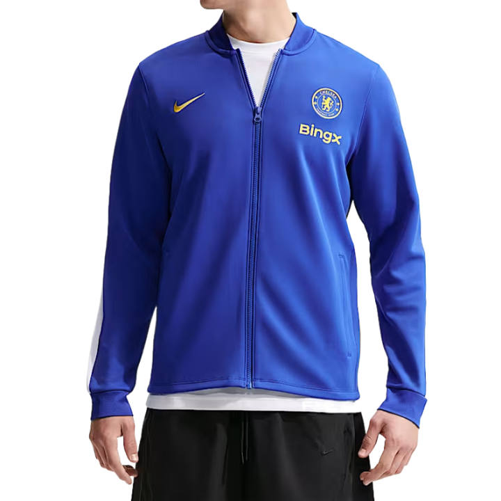 Nike Nike Jackets Men's Bright Blue/White/Midwest Gold/Midwest Gold Baseball Collar Moderate