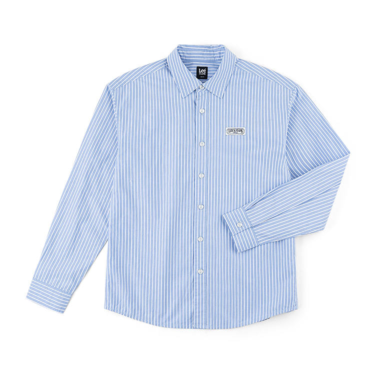 Lee Shirts Unisex Marine Blue Lapel Moderate Straight Fit