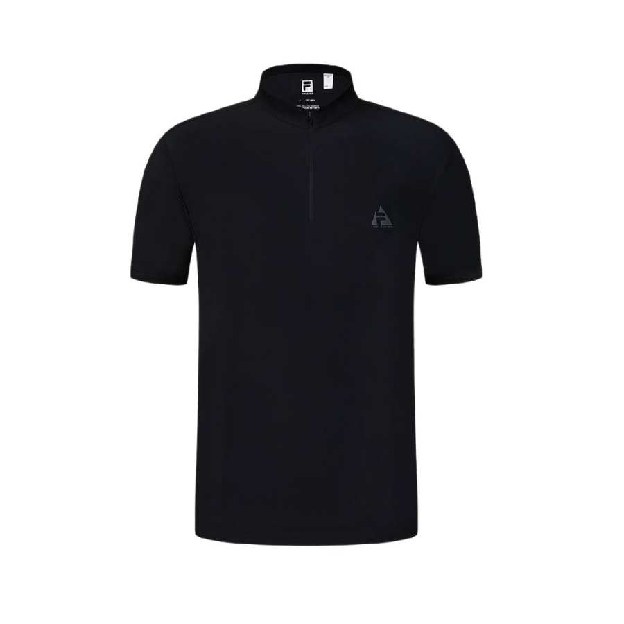 FILA EXPLORE T Shirts Men's Pitch Black Stand Collar Moderate