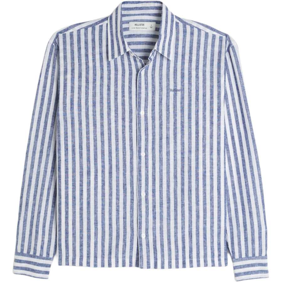 Hollister/ Shirts Men's Marine Blue Stripe Lapel Moderate