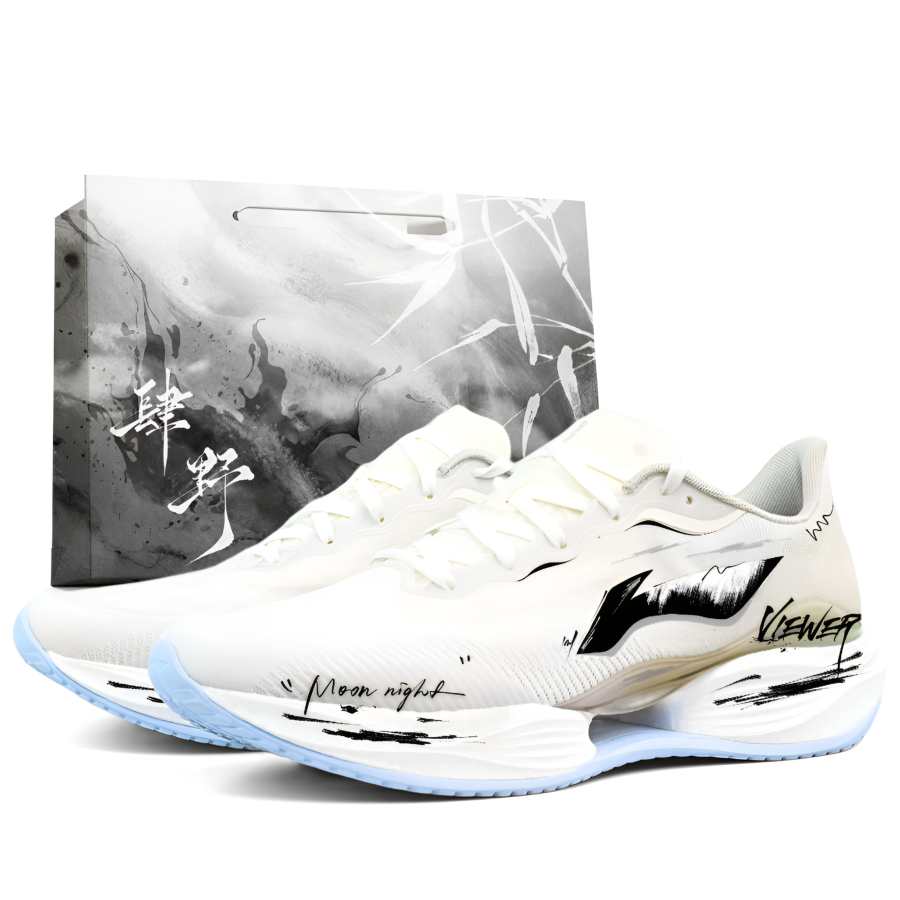 Li-Ning Li Ning Super Light 22 Running Shoes Men's Low Top Ink Wash Style White Black